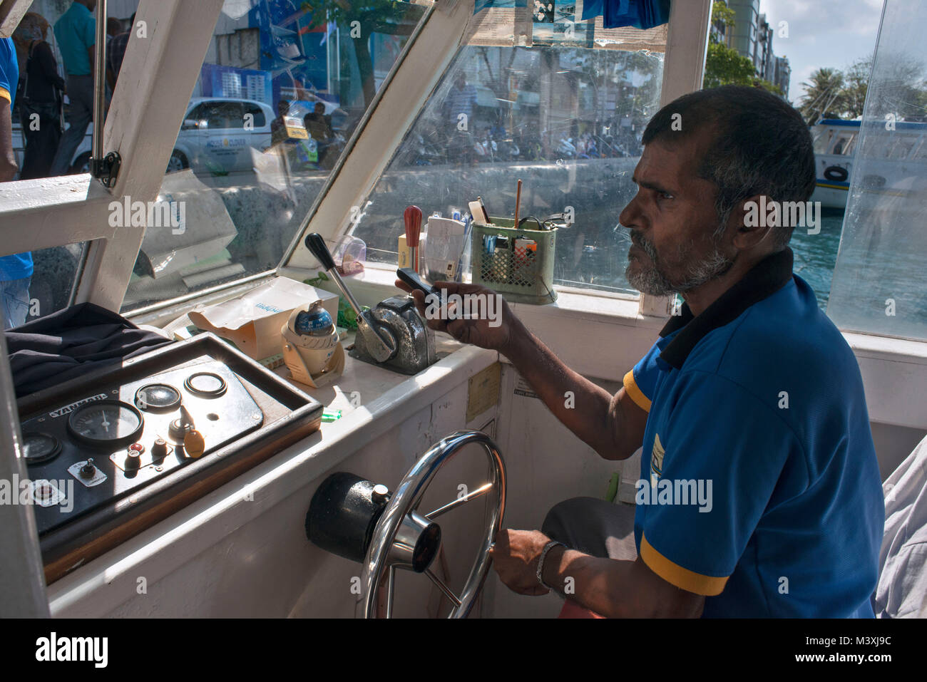Male Ferry transport from airport to the city. Maldives islands. Stock Photo