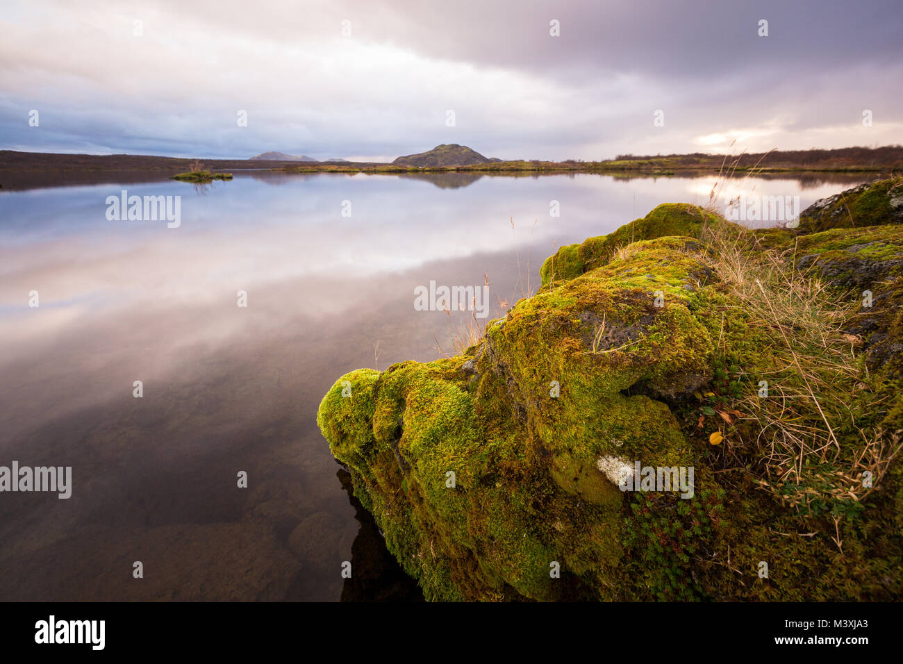 beautiful Sunset at lake in South Iceland europe Stock Photo