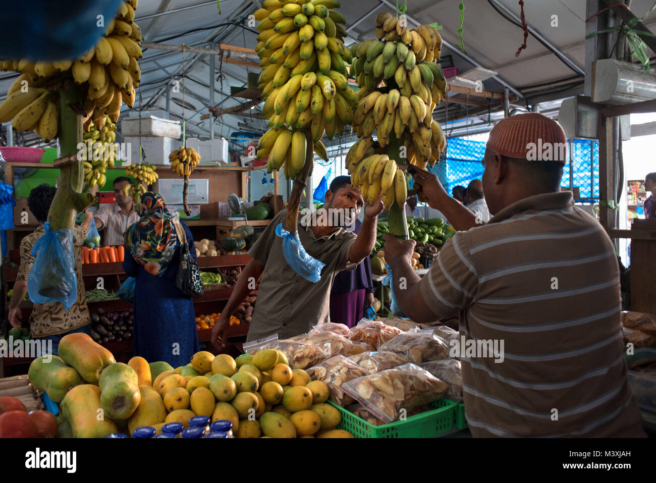 The local fruit market of Male', Maldives is filled with local products Stock Photo