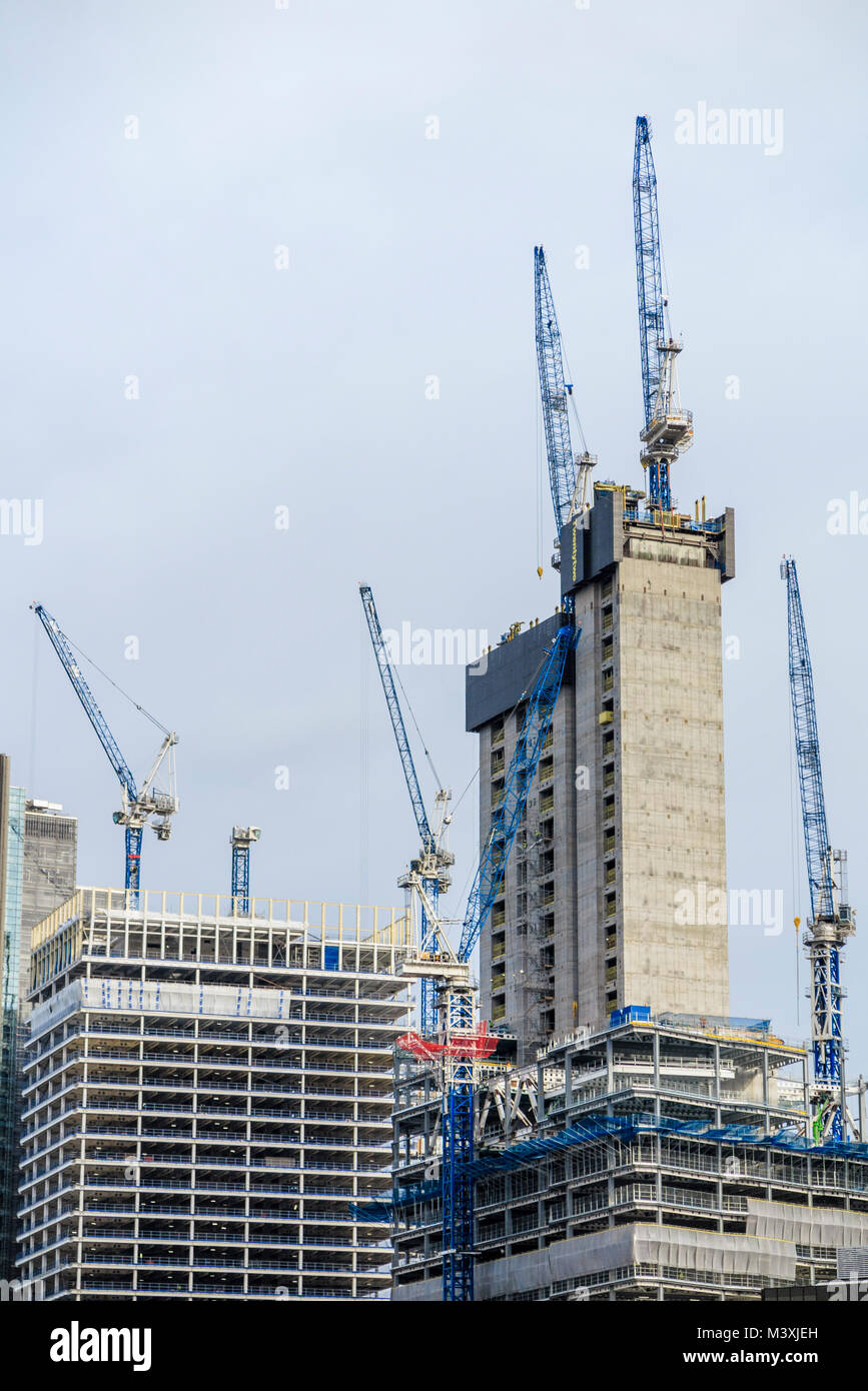 London City Property Skyline: Tower Cranes, Concrete Core Of New ...