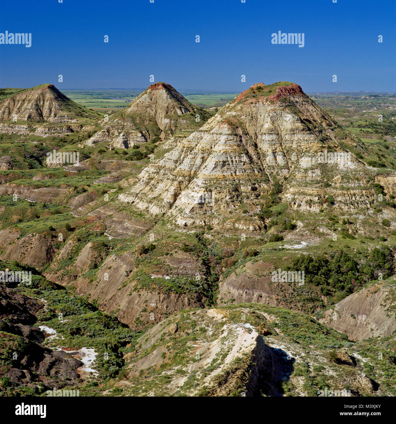 haystack buttes in the terry badlands near terry, montana Stock Photo