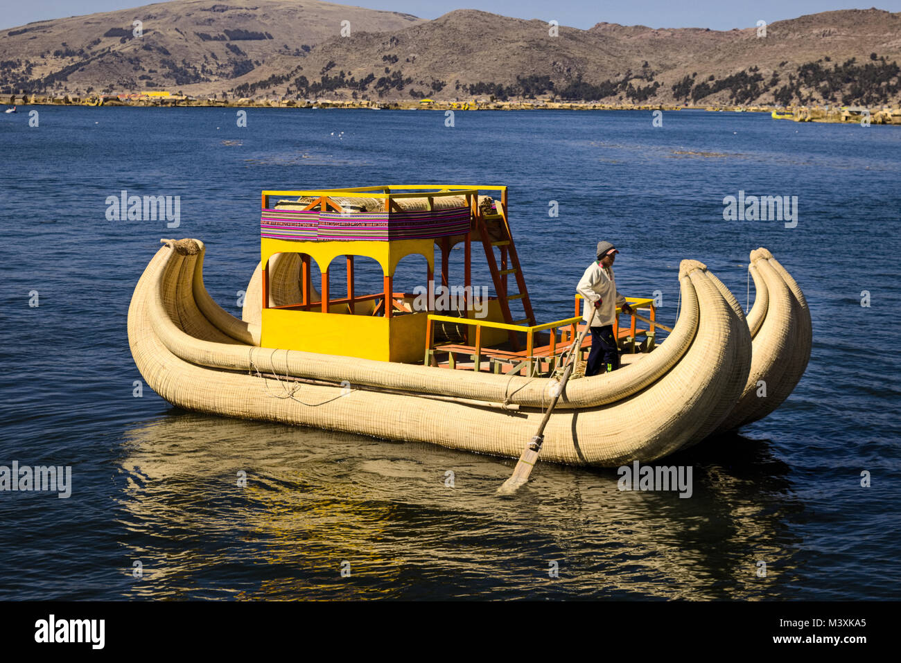 Toratora Reeds boat at Titicaca Lake Peru Stock Photo