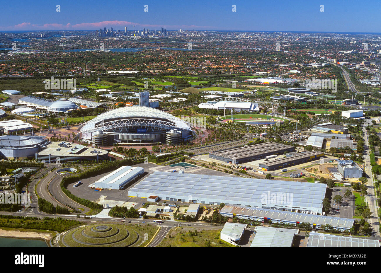 An aerial view of Sydney Olympic Park at Homebush, NSW. Stock Photo