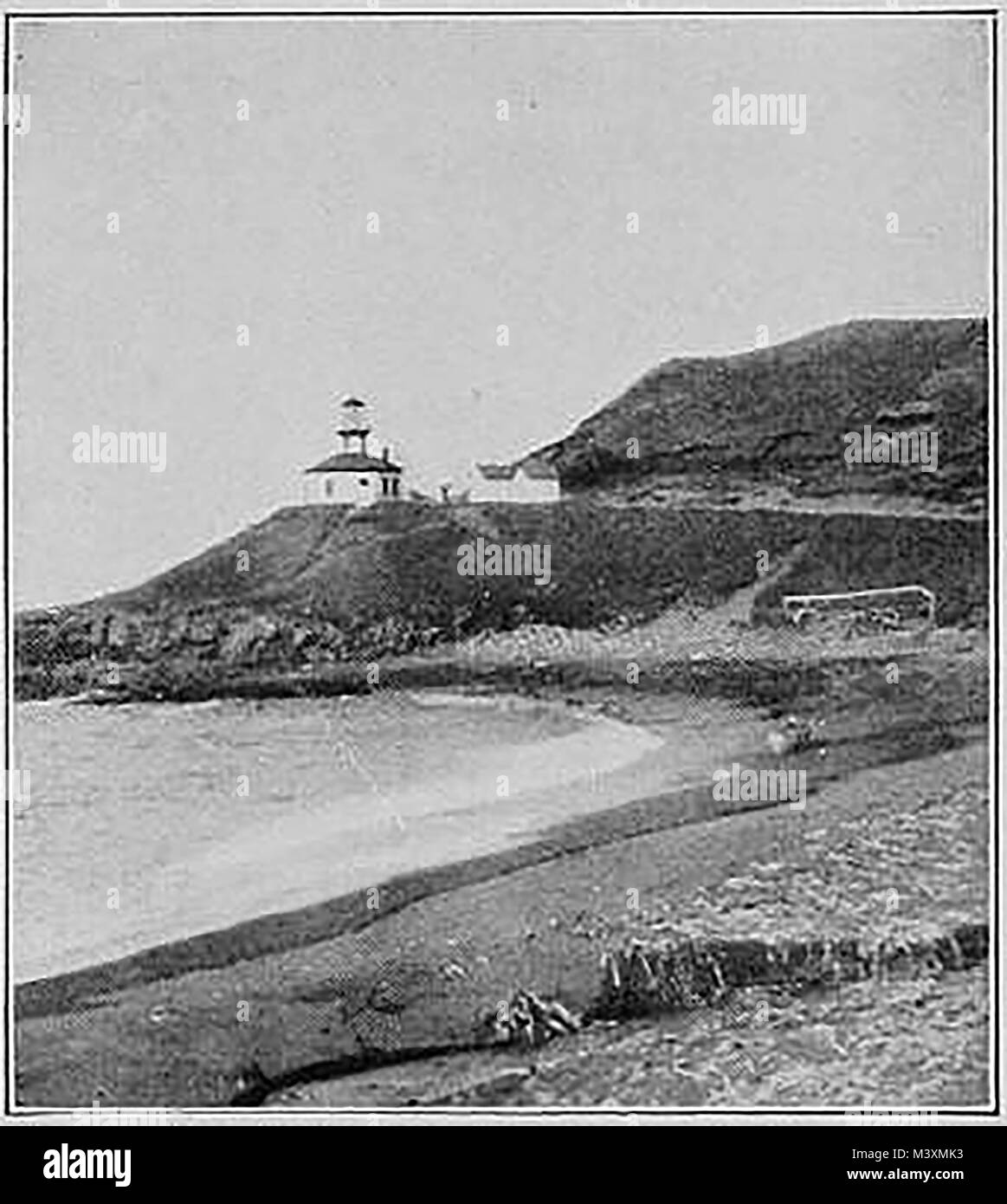 American Lighthouses - Cape Sarichef Lighthouse , Unimak Pass, Alaska, USA in 1923 Stock Photo