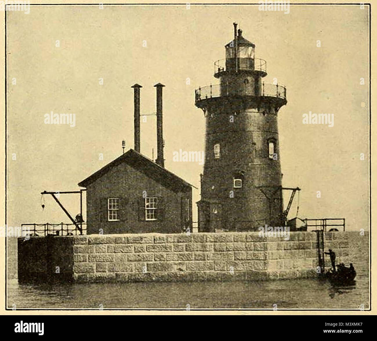 American Lighthouses -Detroit river lighthouse also known as Bar Point Shoal Light, or bar light station and fog signal , Michigan, USA in  1923 Stock Photo