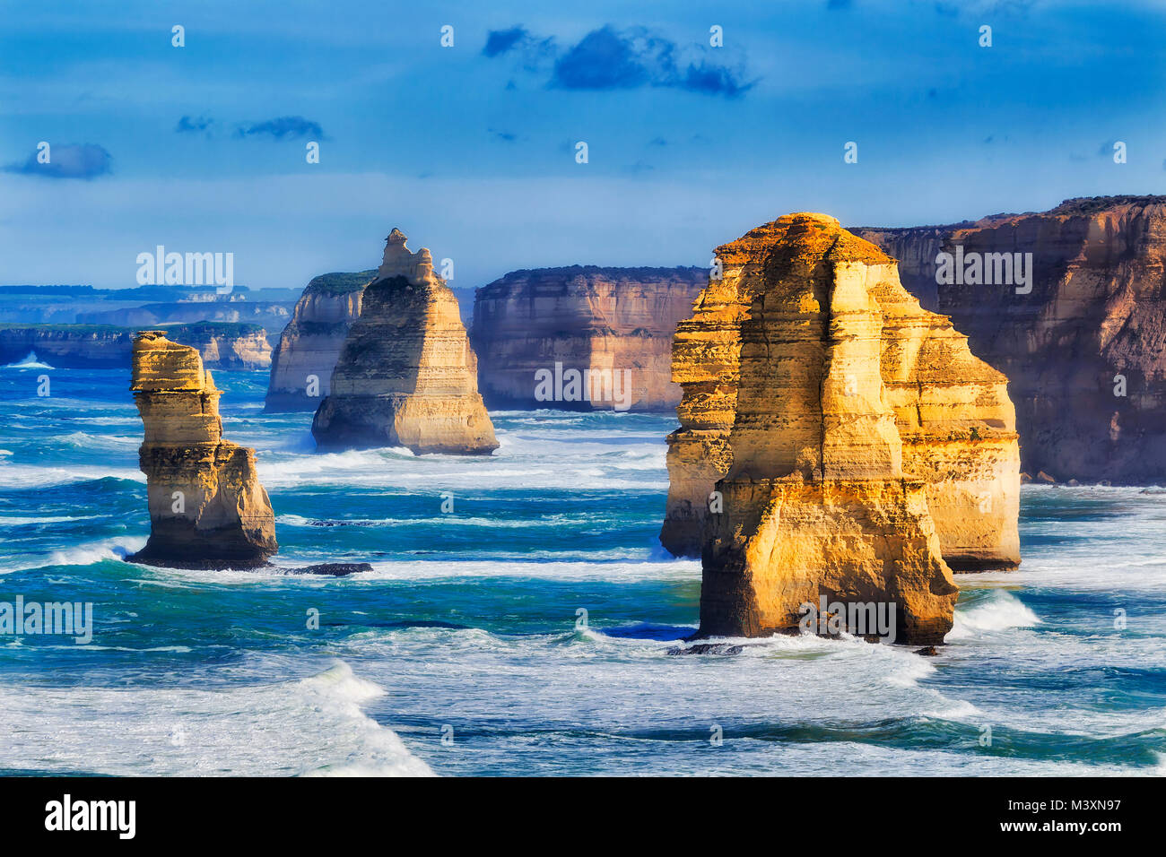 Limestone disconnected eroded apostle rocks in Twelve apostles marine park on Great Ocean road