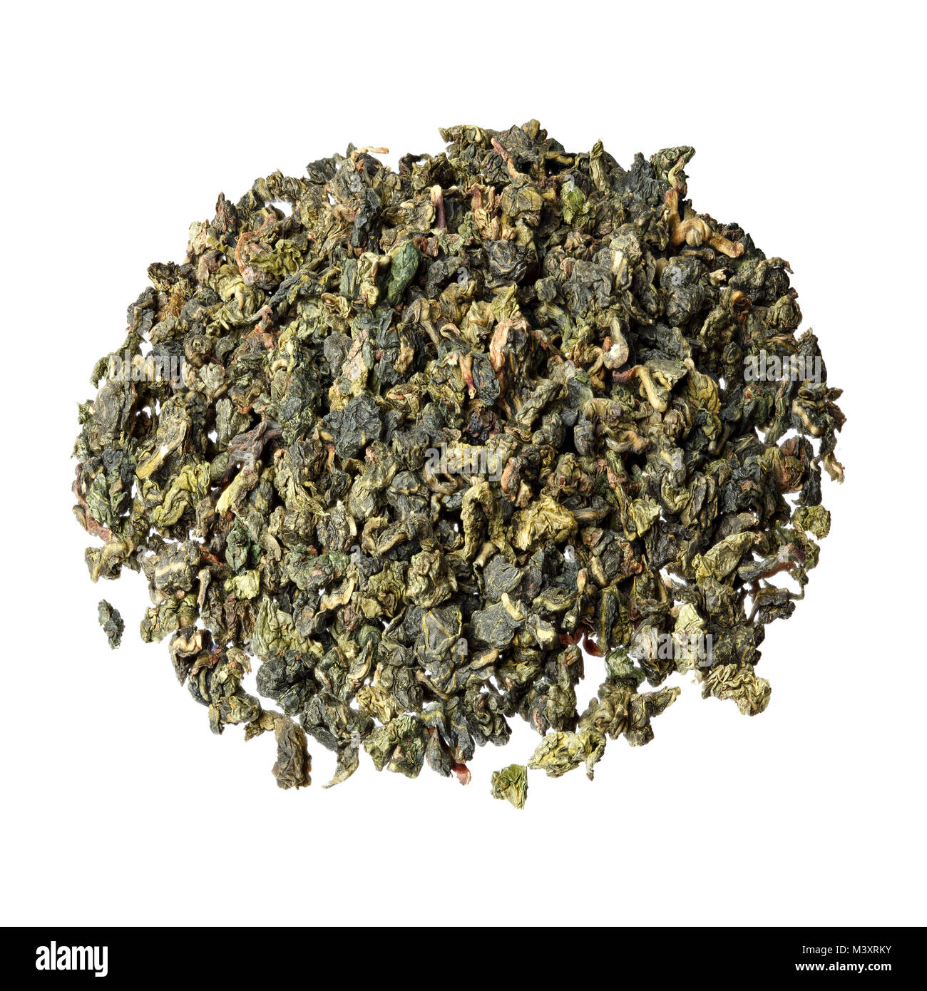 Tieguanyin Tea leaves, Chinese famous oolong tea isolated on whi Stock Photo