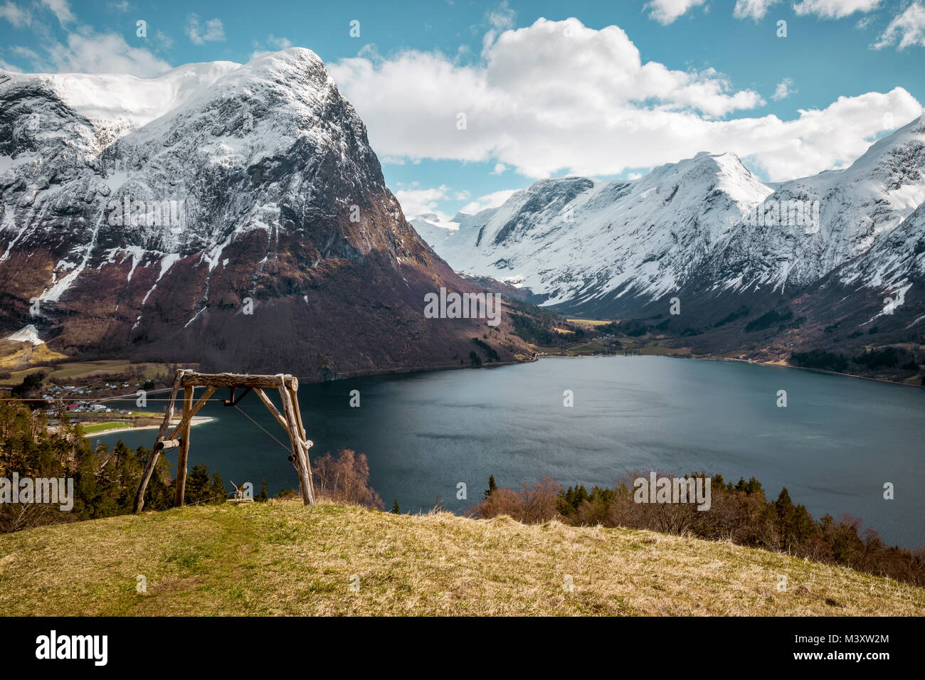 Idyllic Norwegian landscape panorama Stock Photo