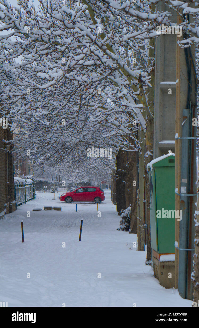 A side walk under the snow Stock Photo