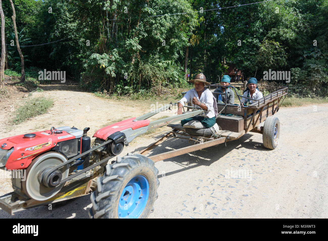 HpaAn man, tractor, passenger, , Kayin (Karen) State, Myanmar (Burma