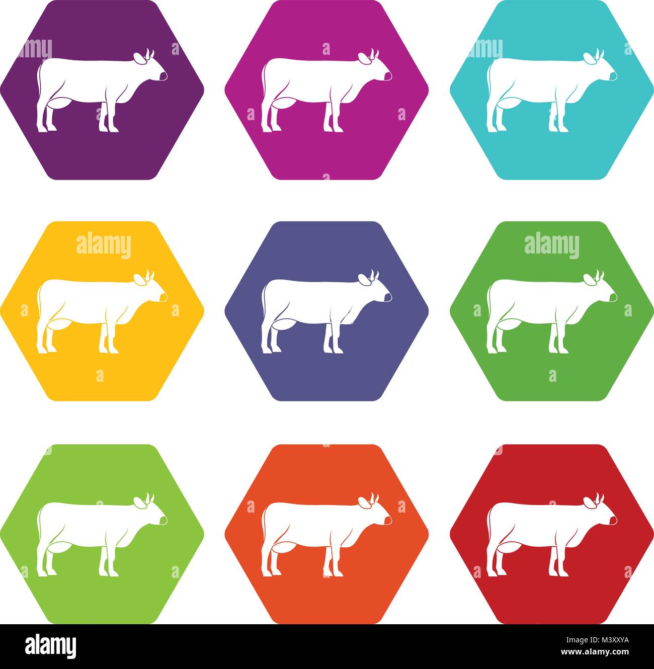 Cow icon set color hexahedron Stock Vector Image & Art - Alamy
