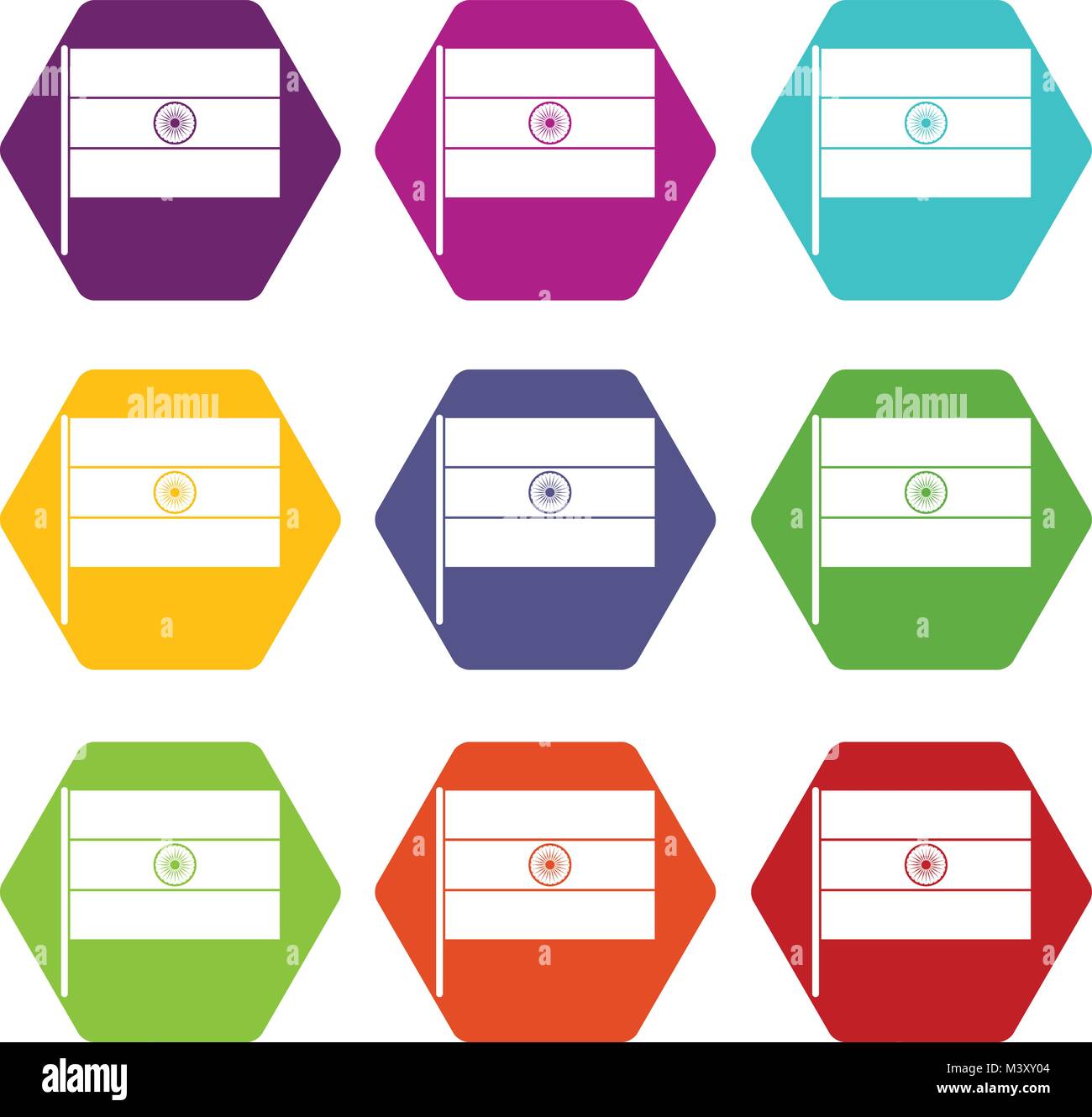 Indian flag icon set color hexahedron Stock Vector Image & Art - Alamy