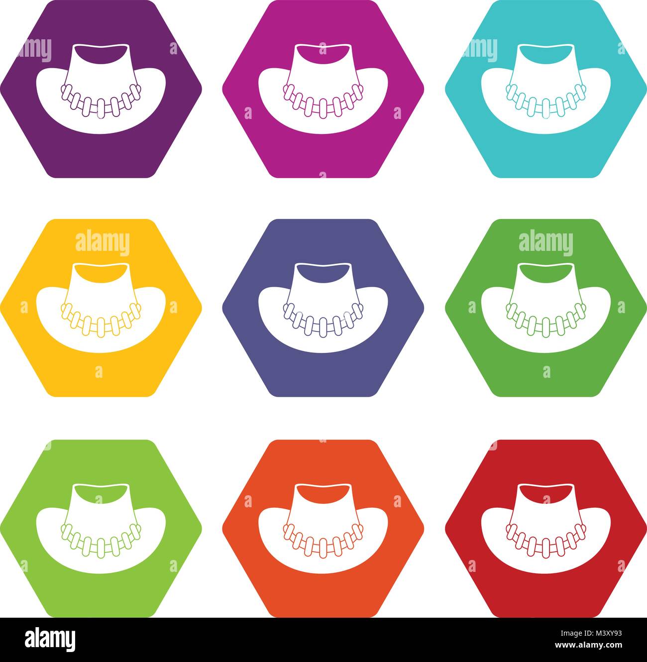 Cowboy hat icon set color hexahedron Stock Vector Image & Art - Alamy