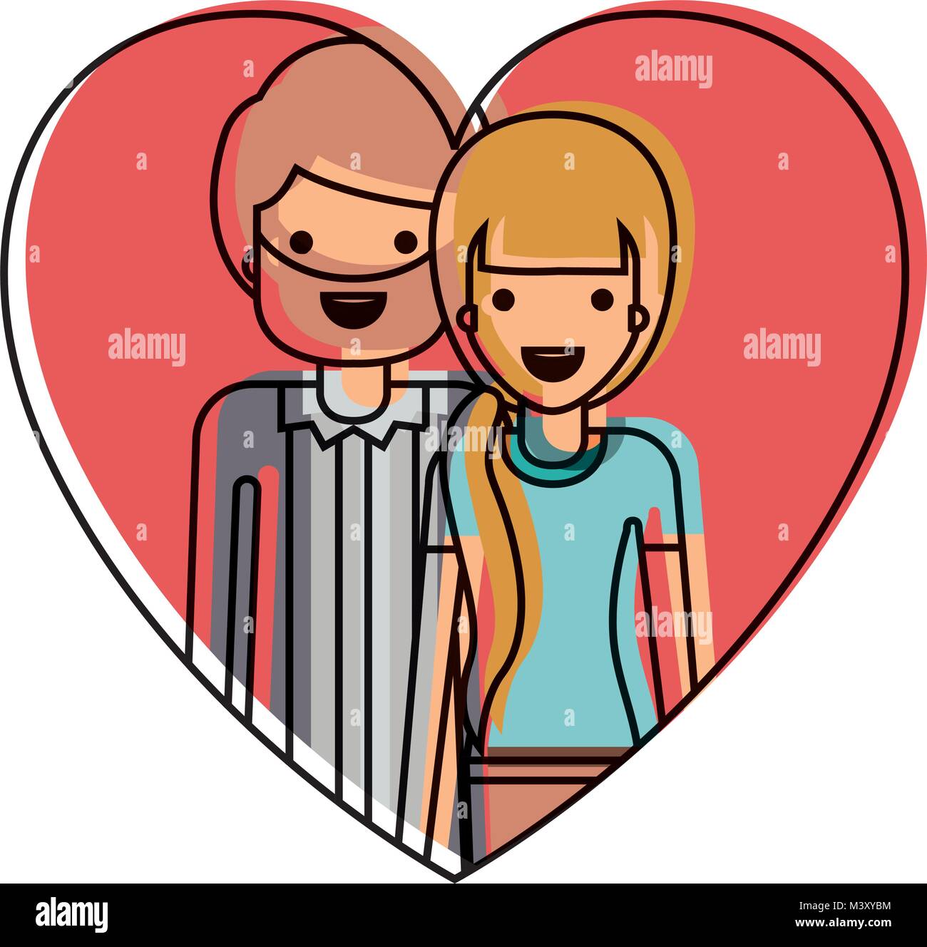couple inside heart characters Stock Vector Image & Art - Alamy
