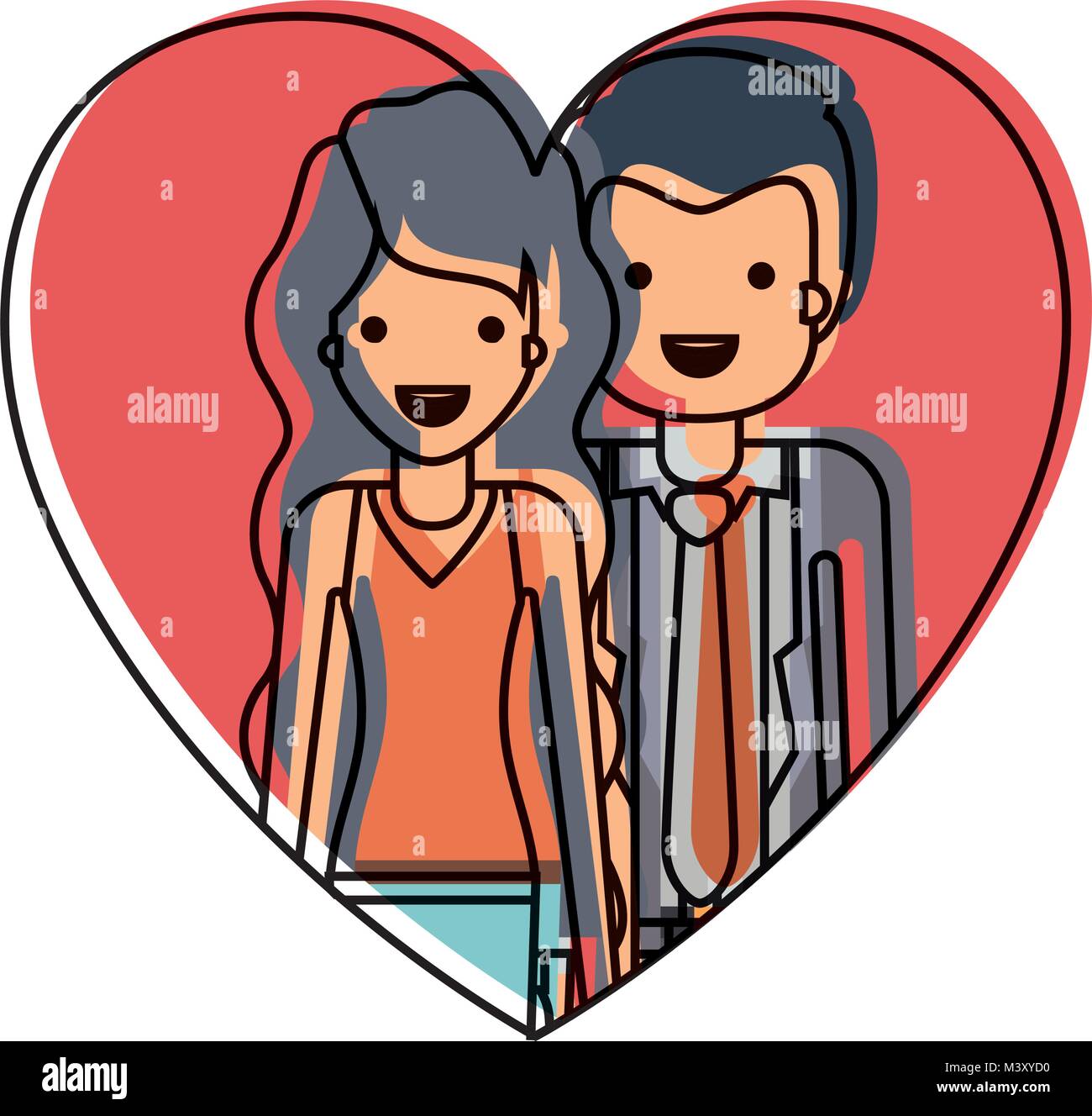 couple inside heart characters Stock Vector Image & Art - Alamy