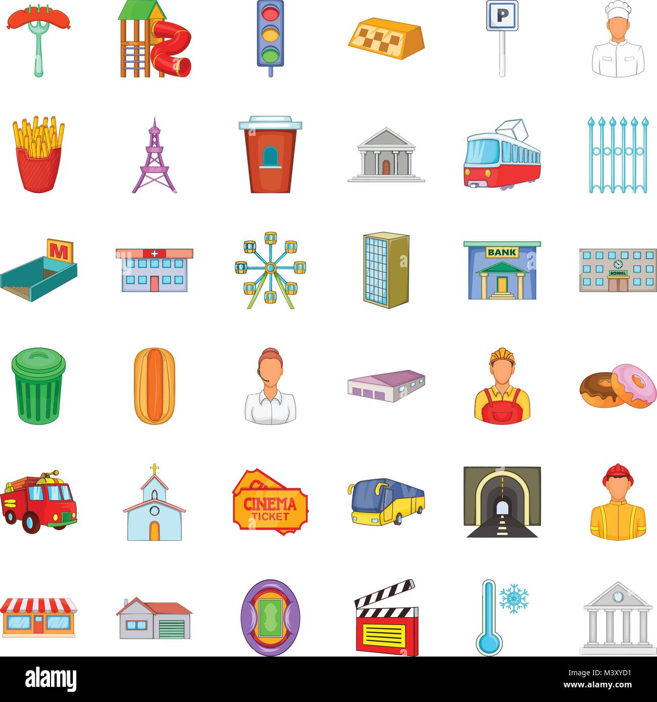 Urban system icons set, cartoon style Stock Vector Image & Art - Alamy