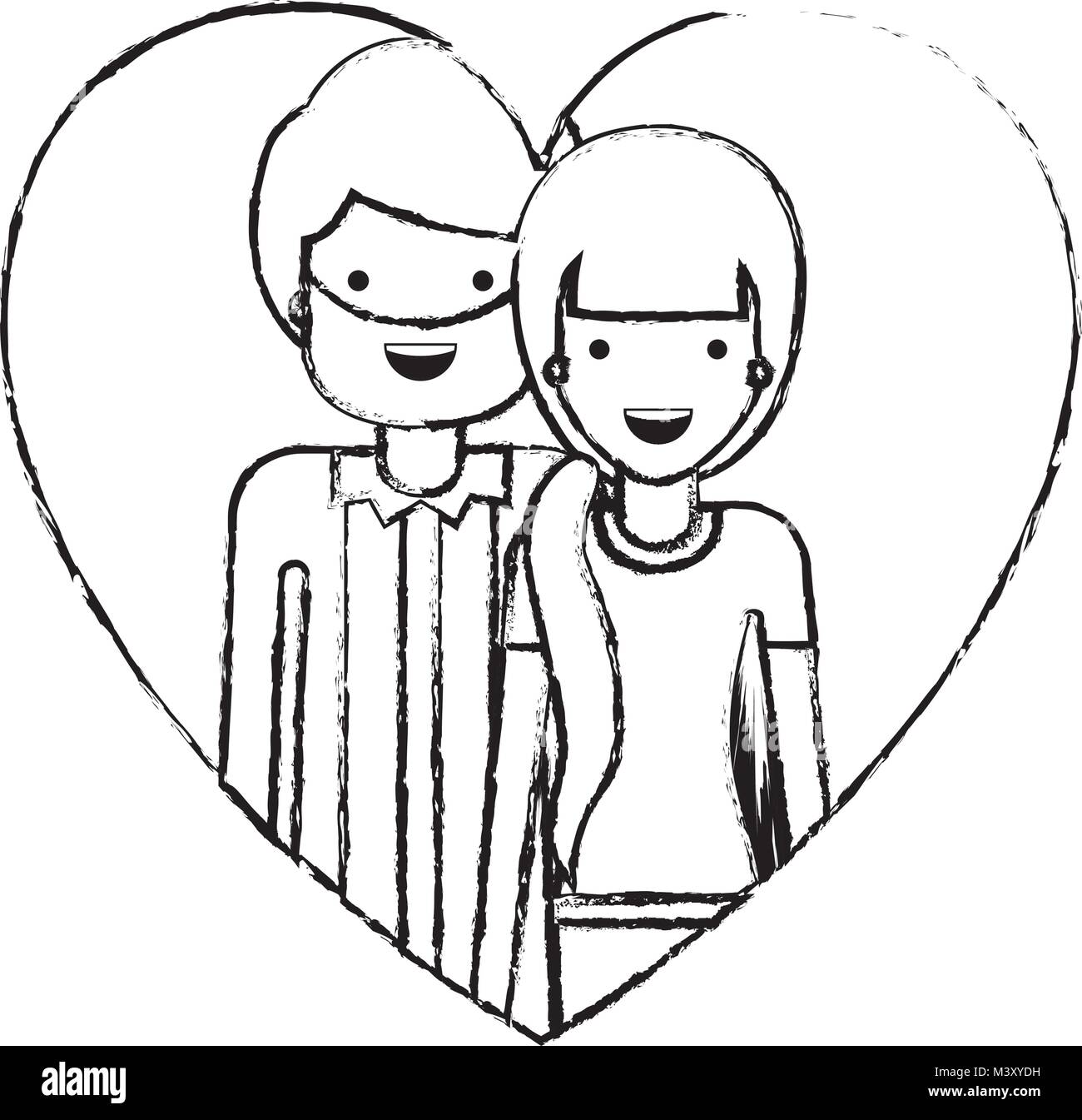 couple inside heart characters Stock Vector Image & Art - Alamy