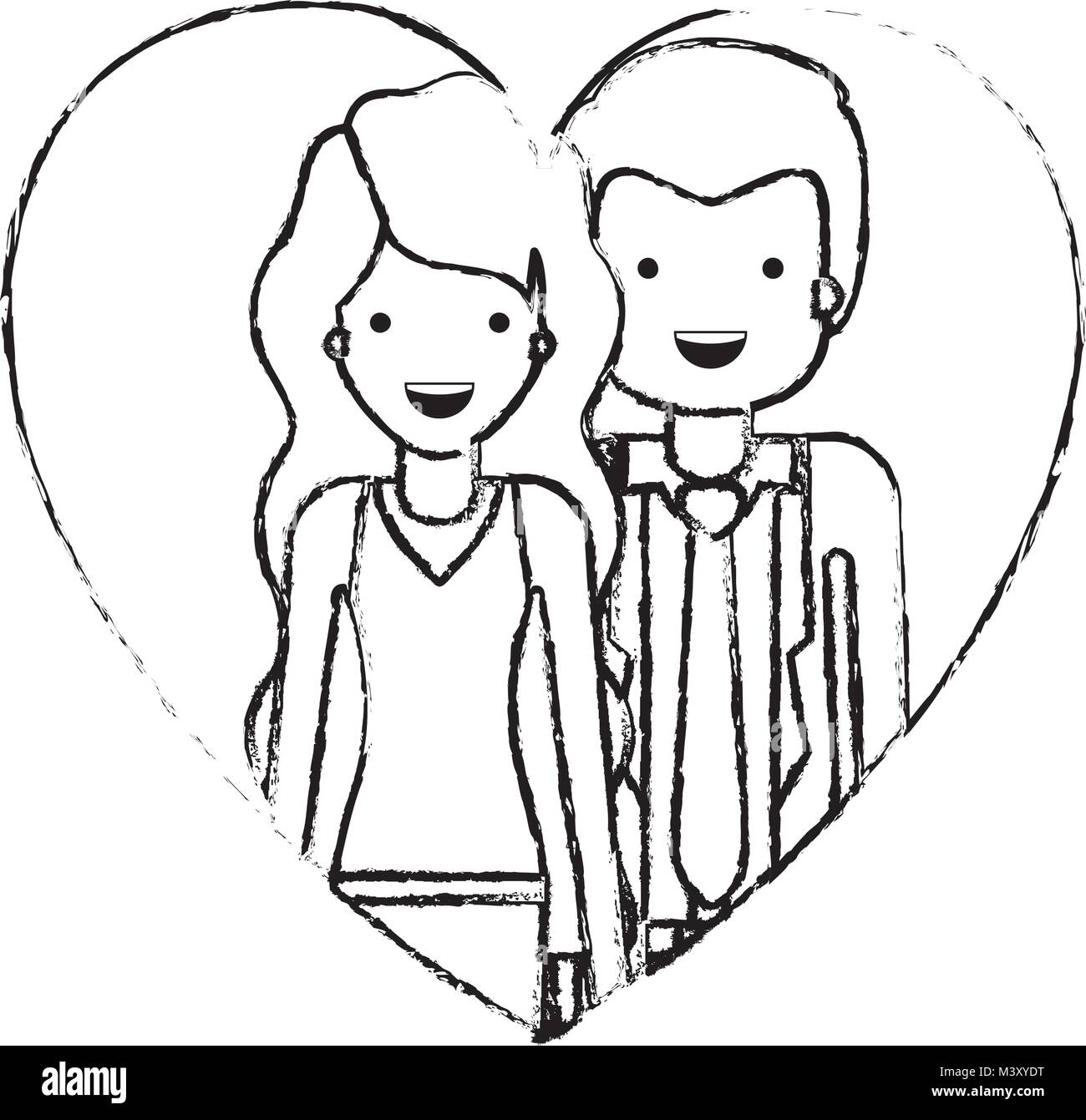 couple inside heart characters Stock Vector Image & Art - Alamy