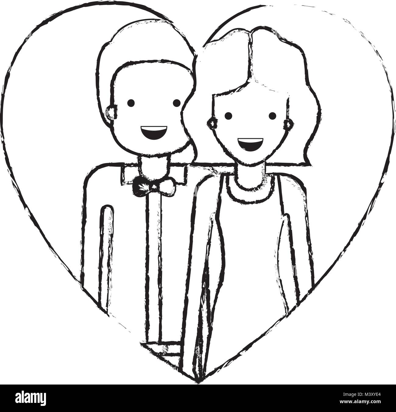 couple inside heart characters Stock Vector Image & Art - Alamy