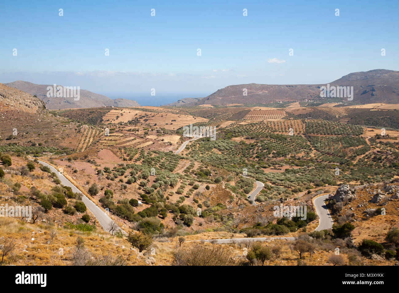 Panoramic view of Zakros area from the road to Sitanos, Crete island ...