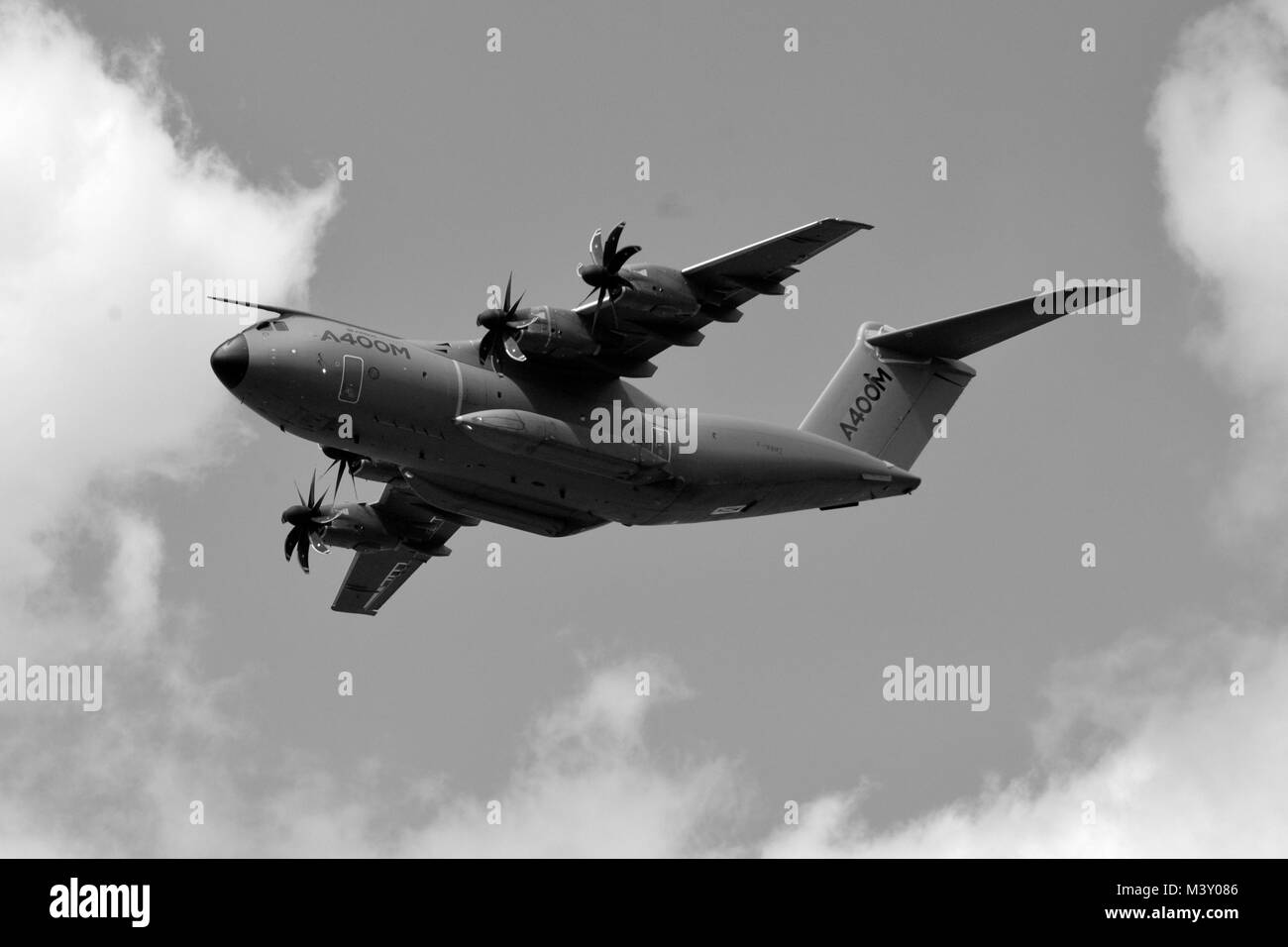 Four engine turboprop military transport aircraft Black and White Stock ...