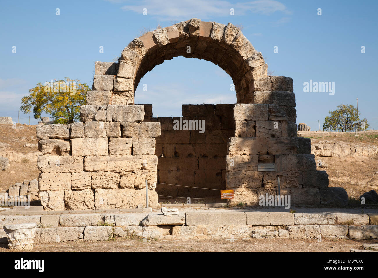Europe, Greece, Peloponnese, ancient Corinth, archaeological site, north east shops Stock Photo