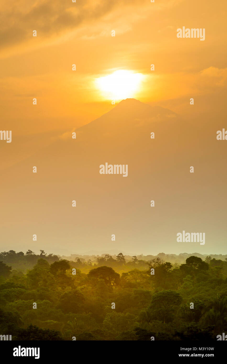 Sunset view of Volcan Tajumulco, Guatemala the highest mountain in Central America Stock Photo