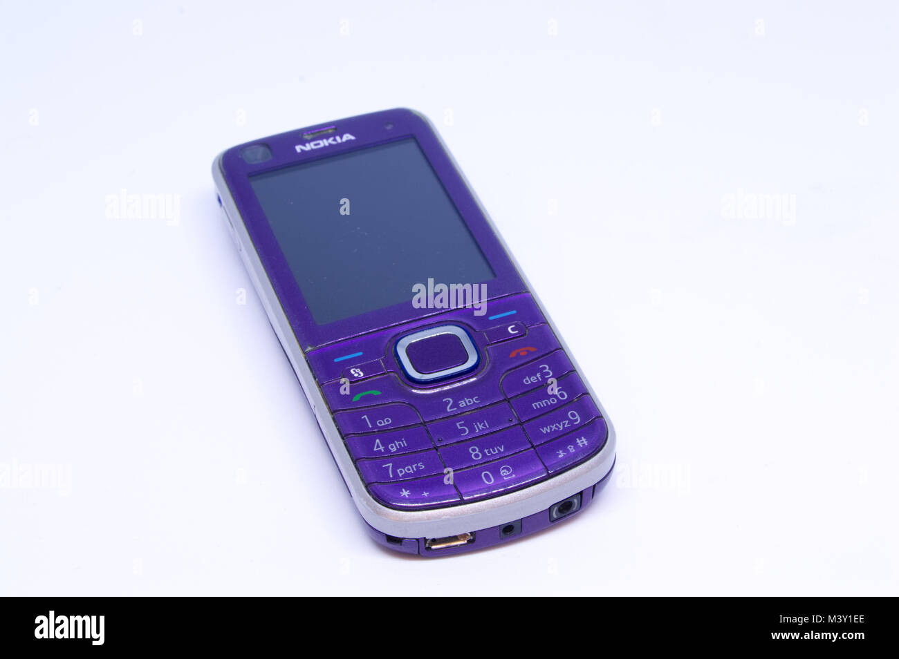 Old purple Nokia mobile phone Stock Photo