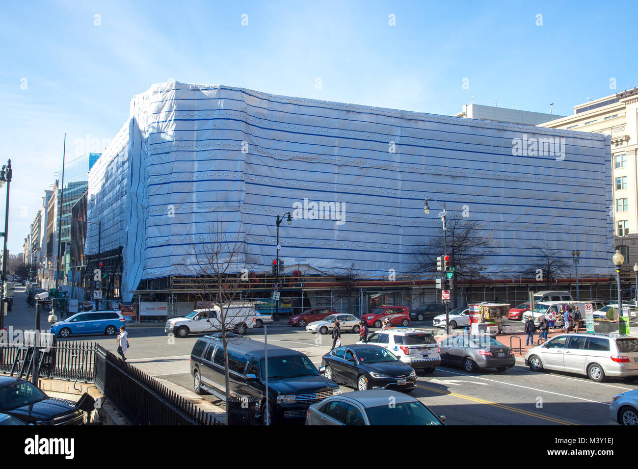 Martin Luther King Jr. Memorial Library is covered in protective