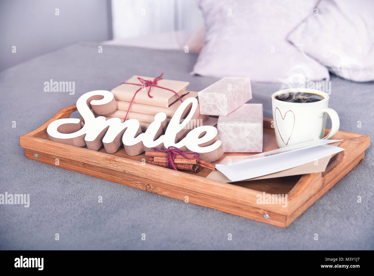 Holiday, Gifts, drinks good mood morning coffee Stock Photo
