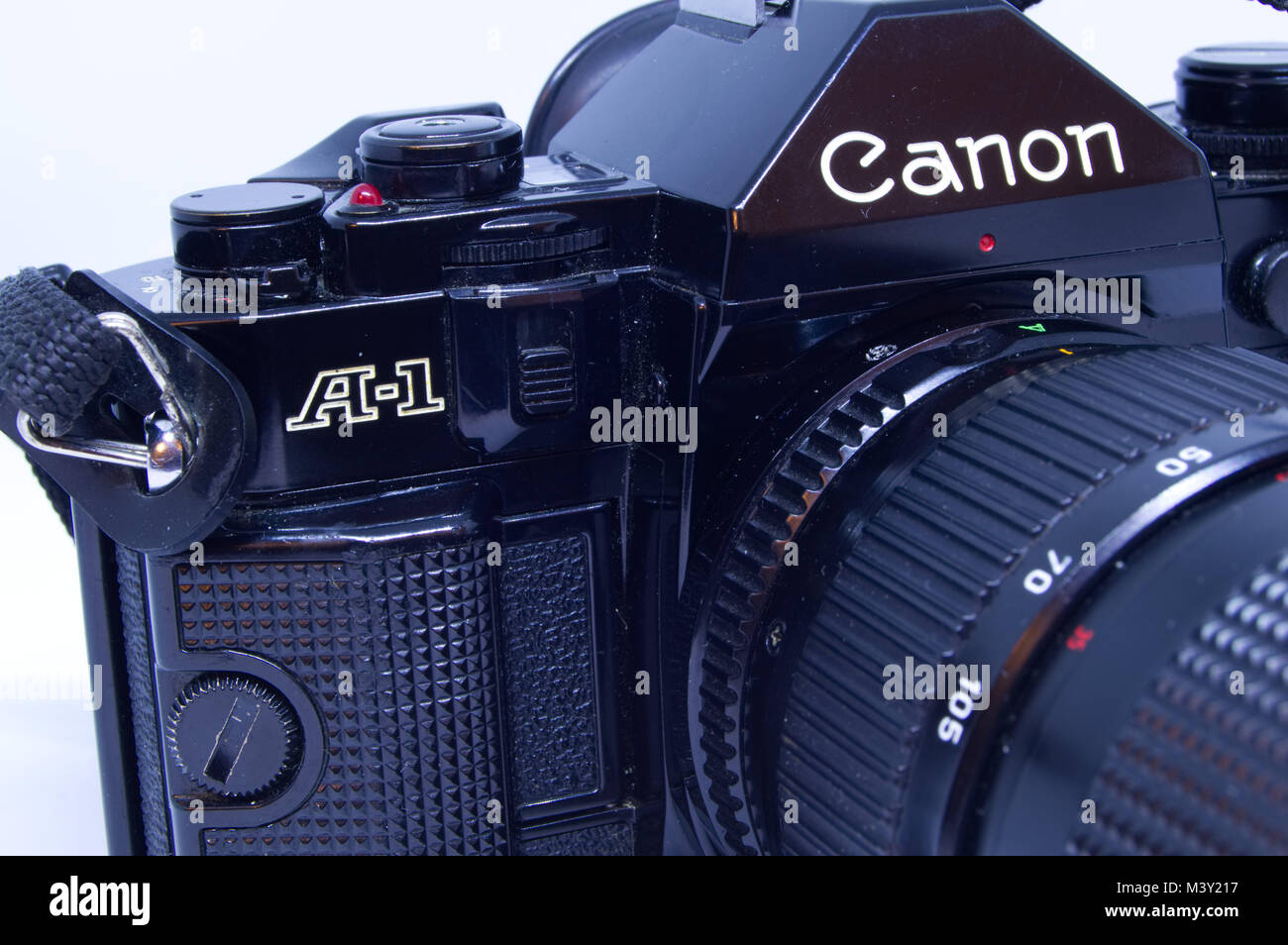 Canon A1 film camera pictured on a white background Stock Photo Alamy