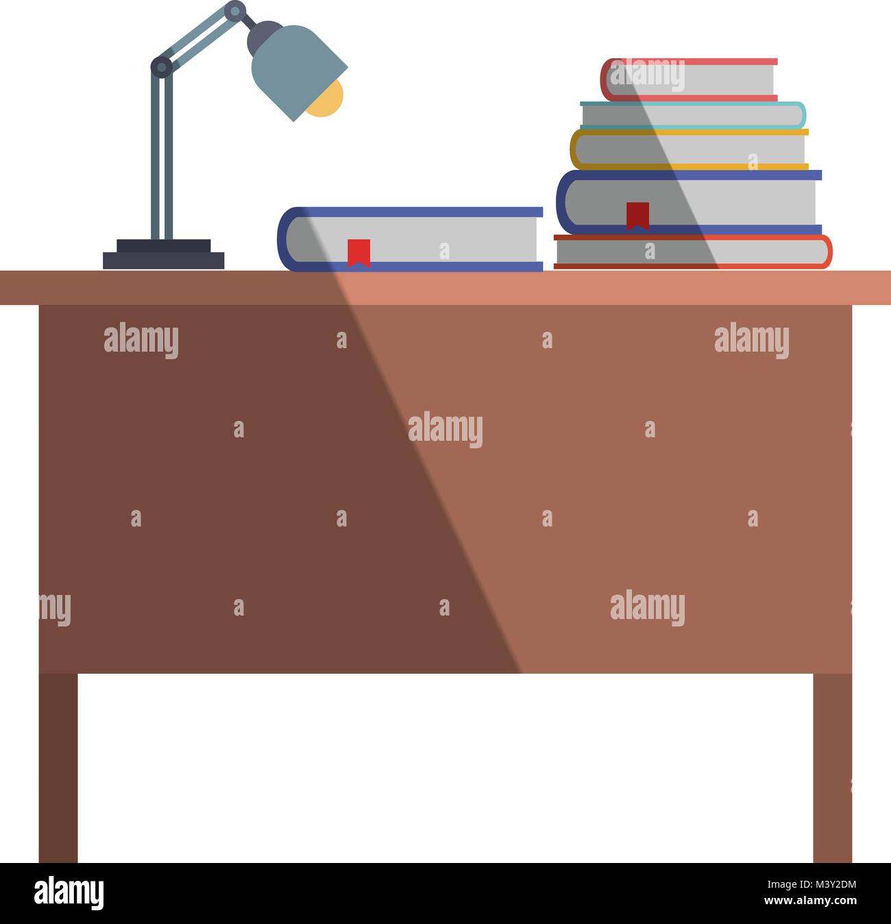 teacher desk with books and lamp Stock Vector Image & Art Alamy