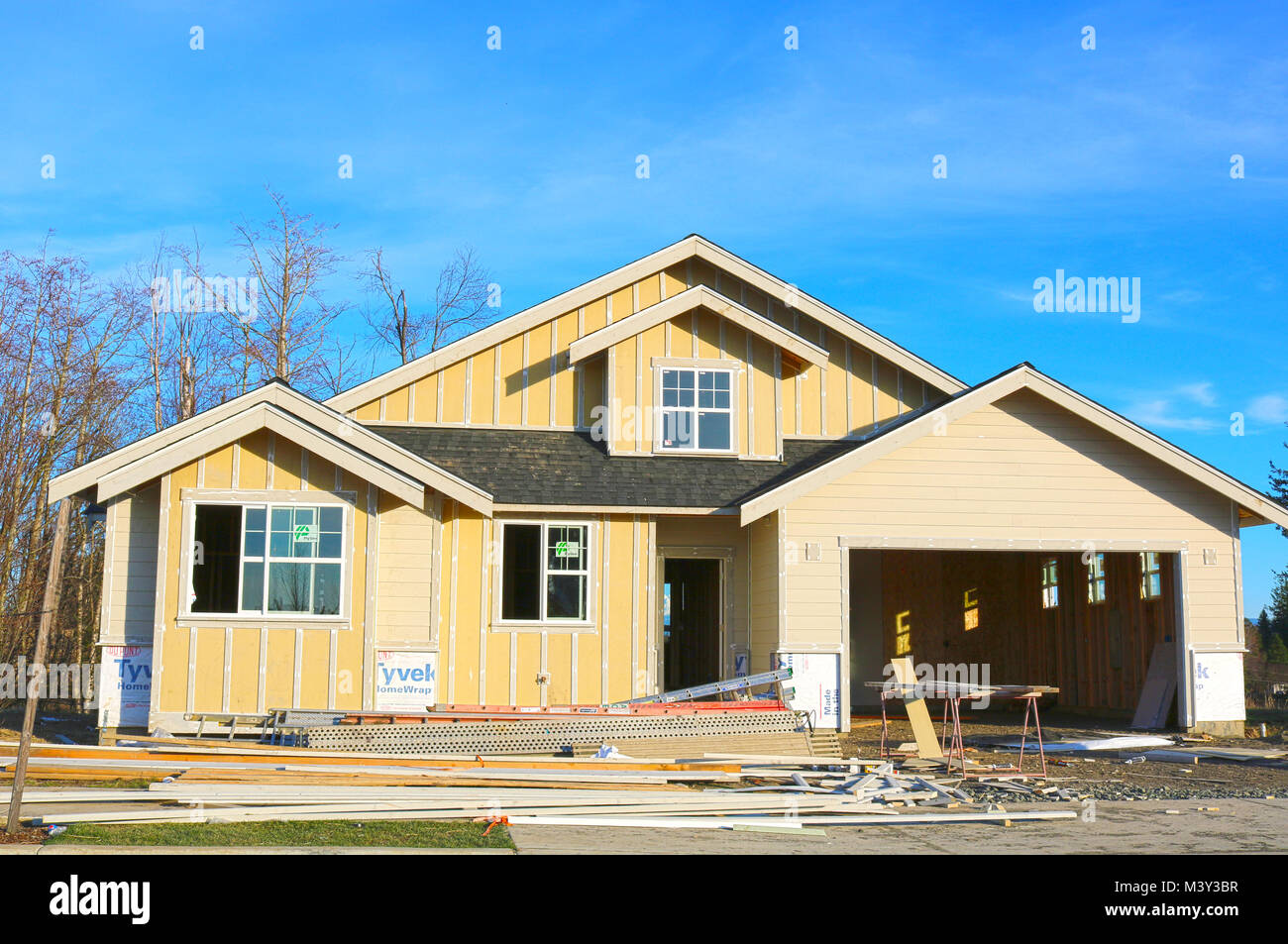 House under construction in the pacific northwest city of Ferndale, Washington, USA Stock Photo