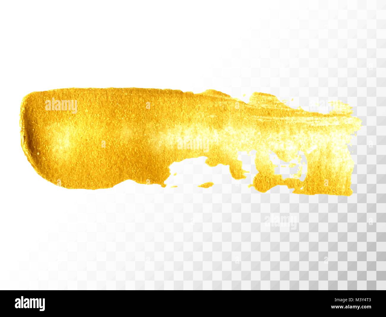 Gold hand drawn paint brush stroke isolated on transparent background ...