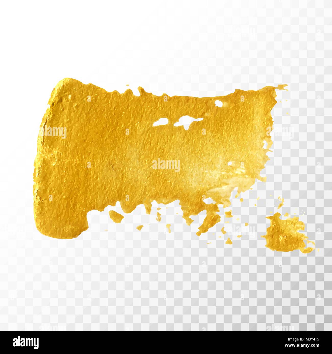Gold hand drawn paint brush stroke isolated on transparent background ...