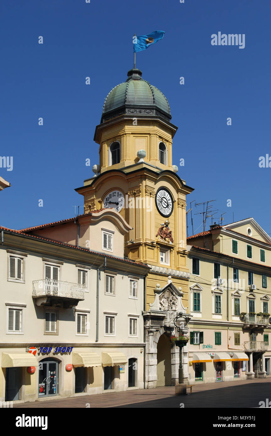The Clock Tower of the Korzo, Rijeka, Croatia Stock Photo
