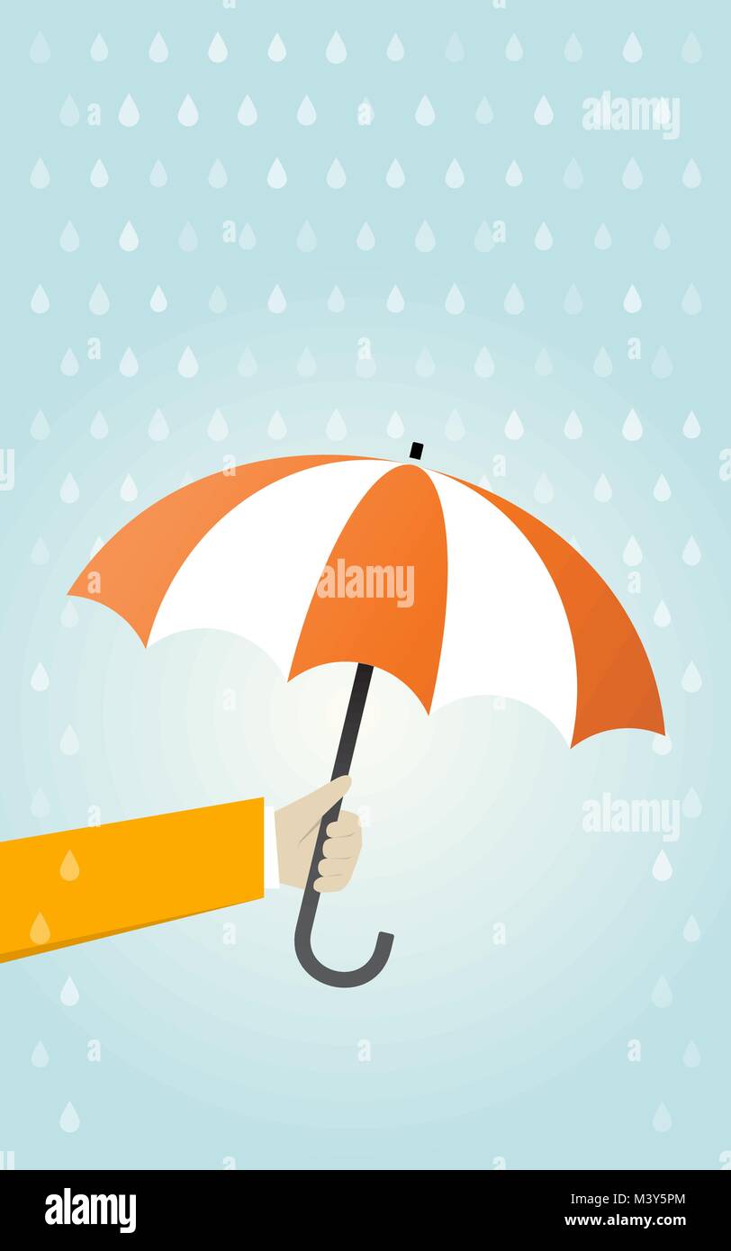Hand holding orange umbrella rain protection Stock Vector Image & Art