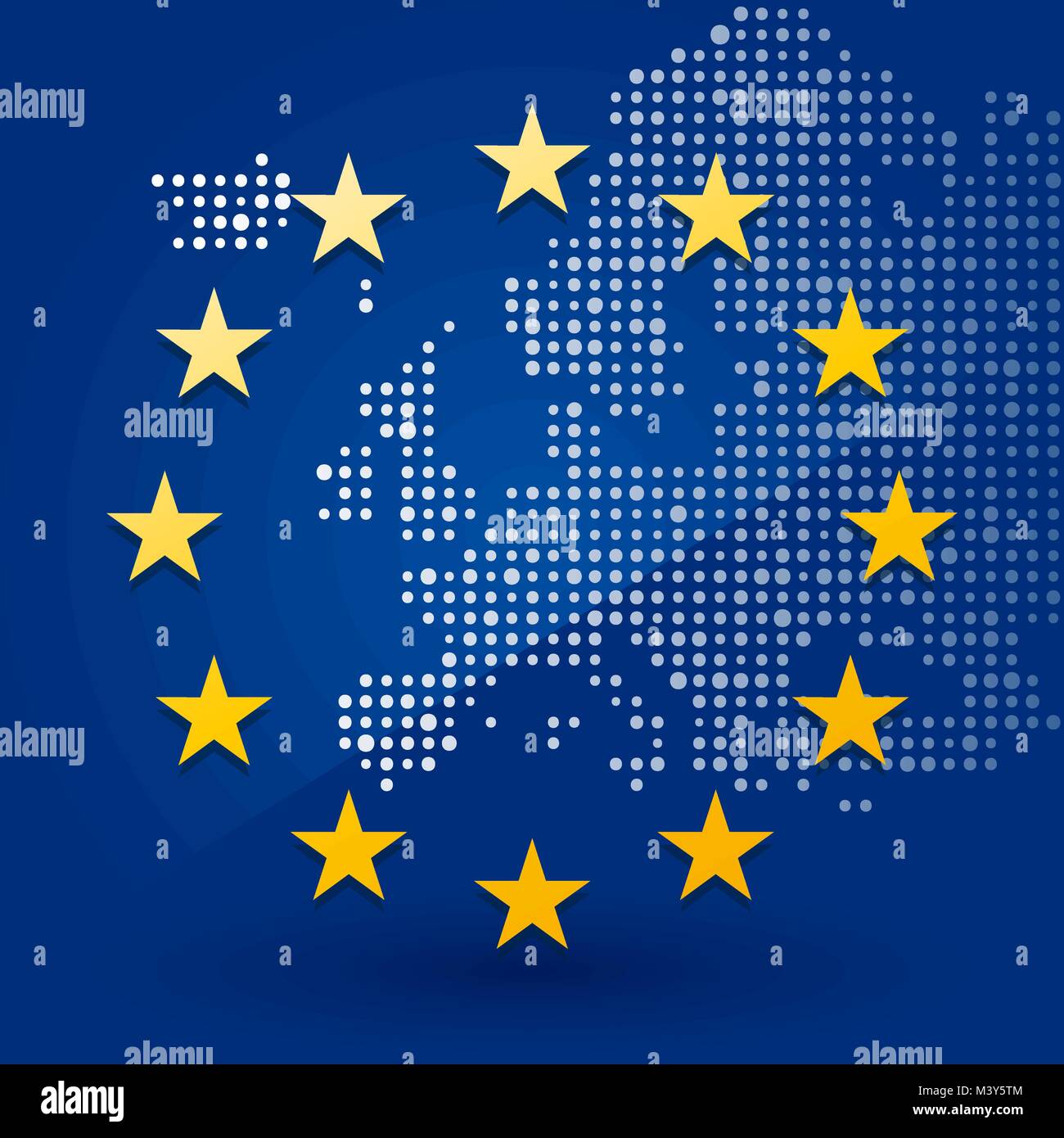 European Union flag with a map of dots in the background Stock Vector ...