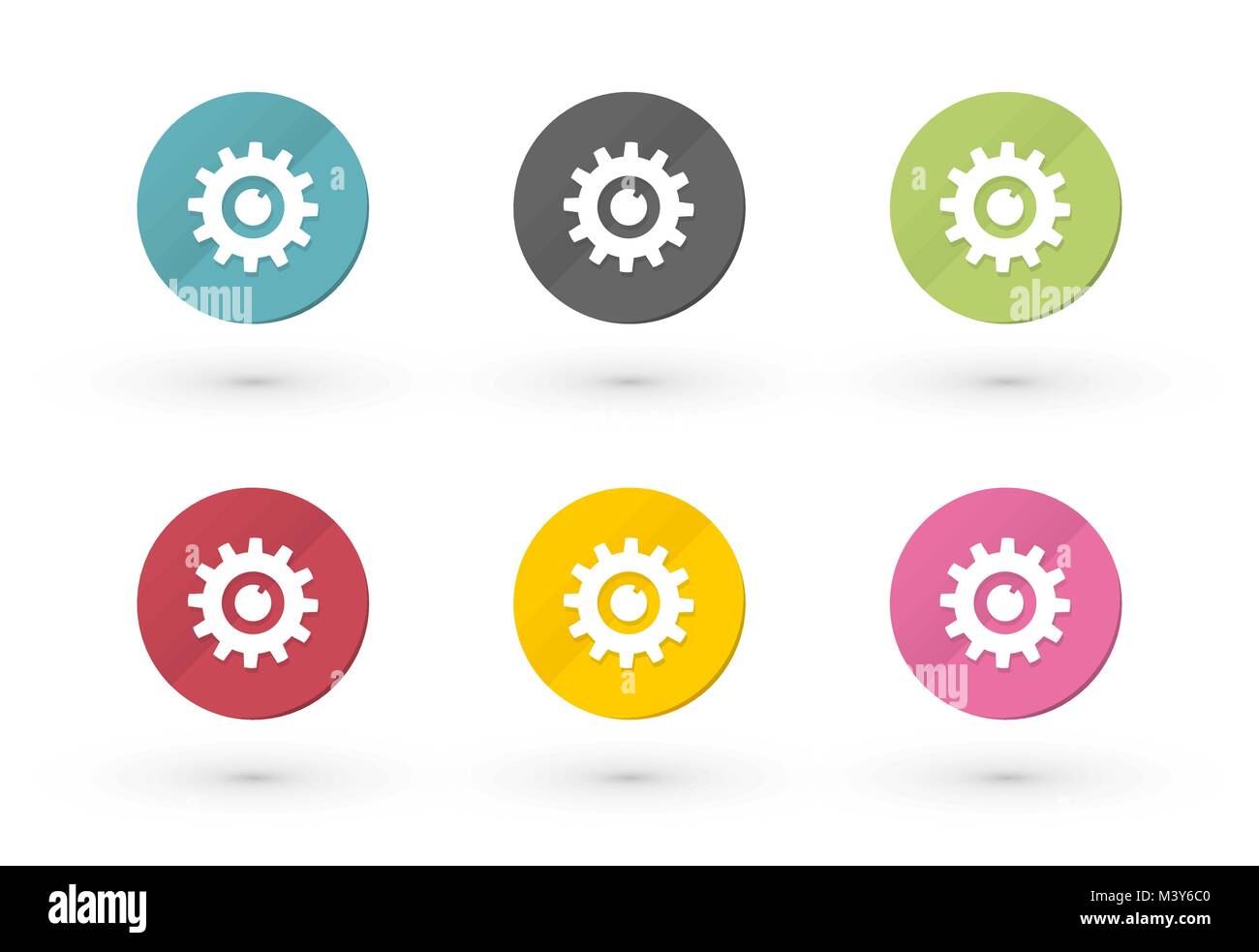 Gears icons in multiple colors Stock Vector