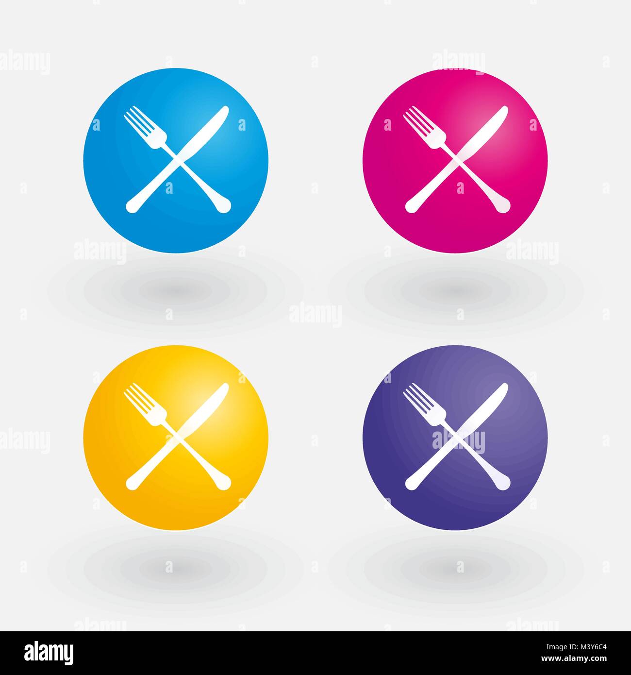 Colorful icons with cutlery Stock Vector
