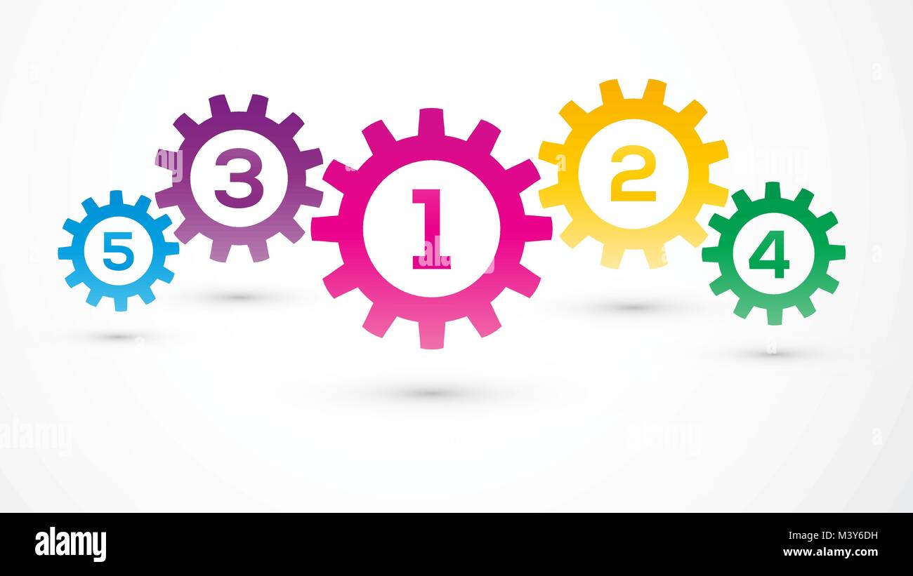 color gears Infographics step number options Stock Vector Image & Art