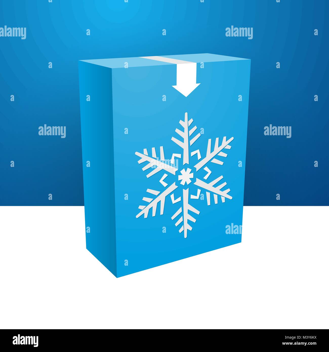 blue boxe with white snowflakes Stock Vector