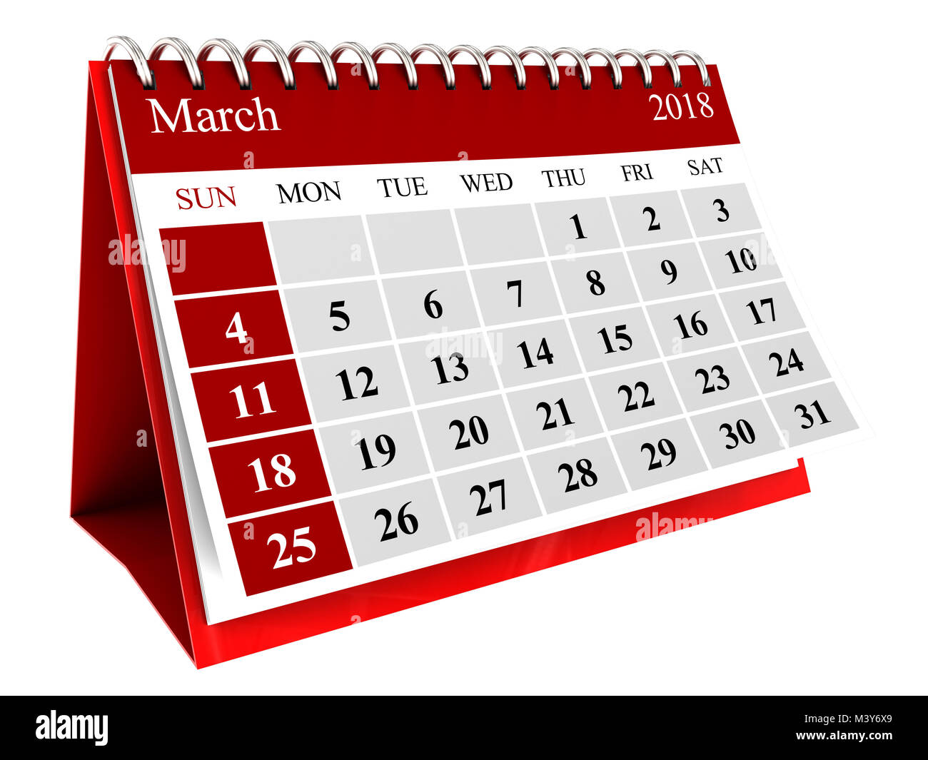 3d illustration of march month calendar isolated over white background Stock Photo