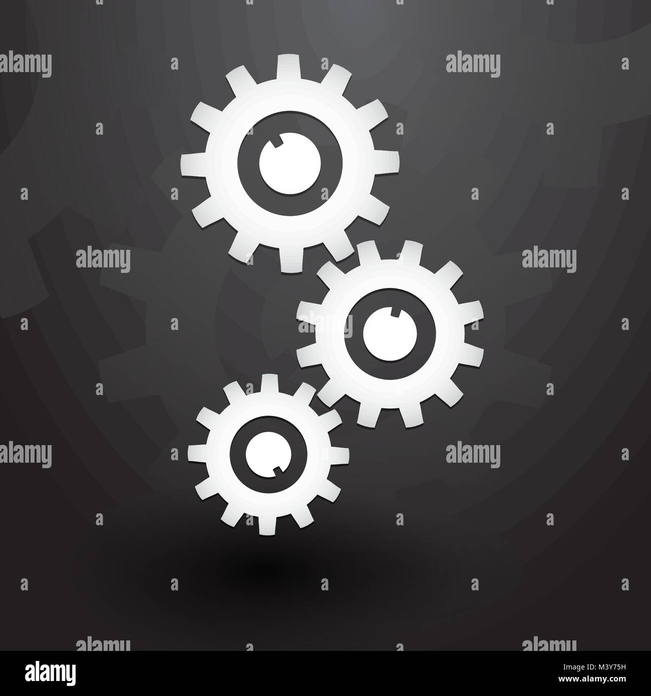 Three white gears on black background Stock Vector Image & Art - Alamy