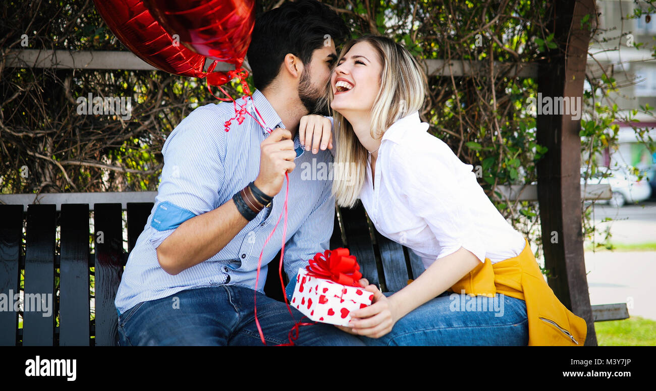 summer holidays, celebration and dating concept - happy couple Stock Photo