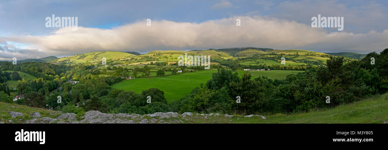 The Clwydian range of mountains with cloud and sunshine, North Wales Stock Photo