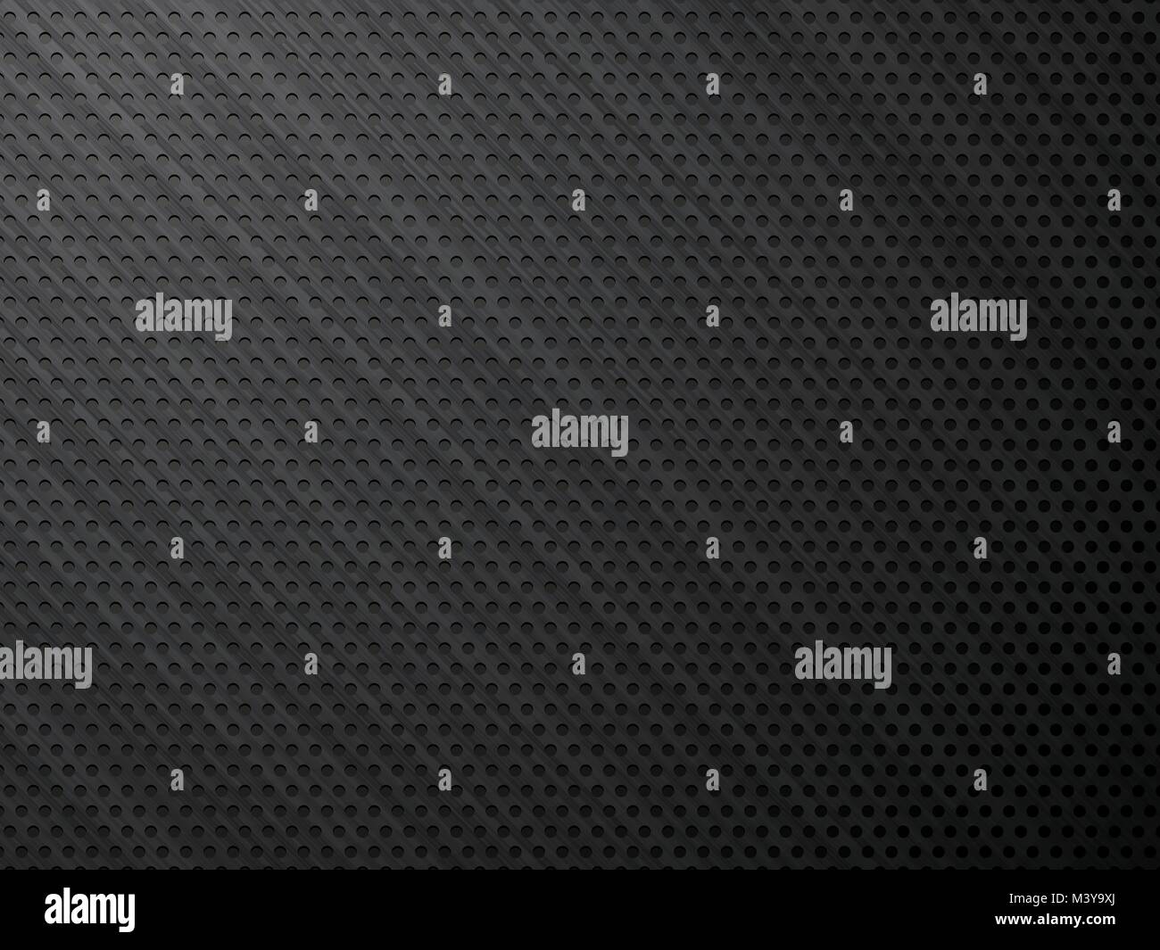 black brushed metal perforated steel background Stock Vector
