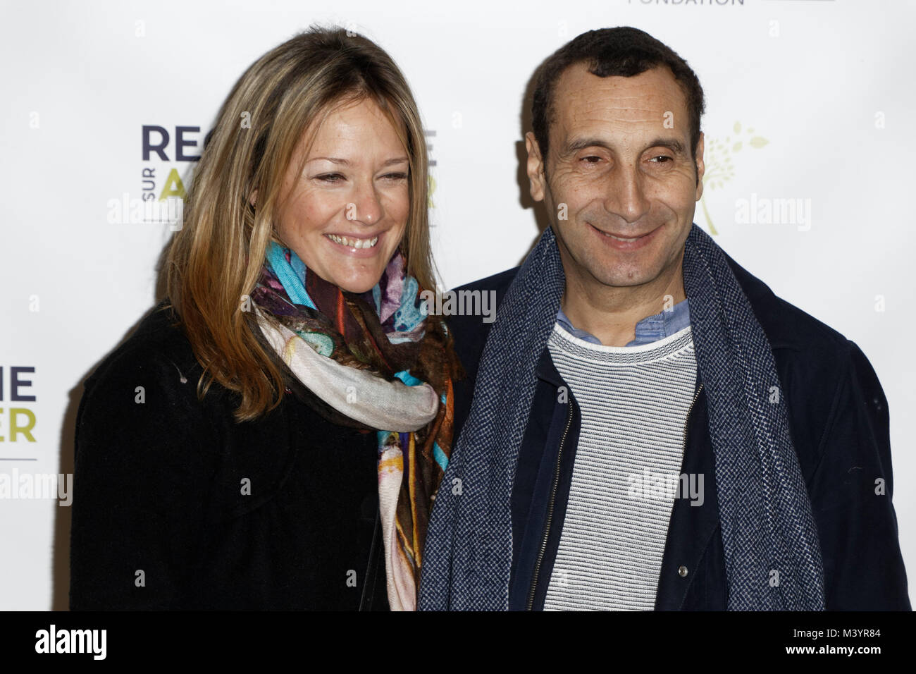 Paris, France. 12th Feb, 2018. Caroline Fraindt and Zinedine Soualem attend the XIIIth Charity Gala against Alzheimer's disease at Salle Pleyel on February 12, 2018 in Paris, France. Credit: Bernard Menigault/Alamy Live News Stock Photo