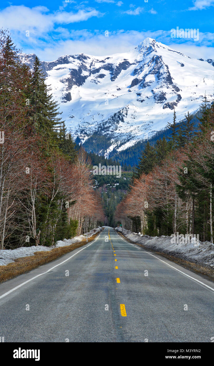 Road To Nowhere Juneau Alaska With Beautiful Backdrop Of Snow Covered road-to-nowhere-juneau-alaska-with-beautiful-backdrop-of-snow-covered