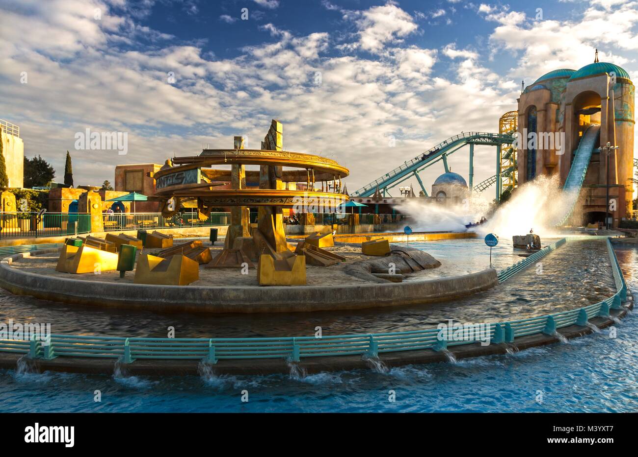 Atlantis Water Roller Coaster Tourist Travel Attractions in San Diego California SeaWorld Theme Park Stock Photo